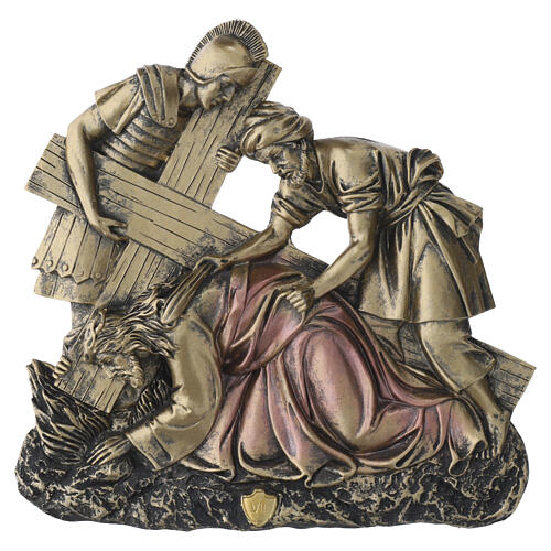 Via Crucis Quadretti 15 stazioni resina bronzata 25 cm 9