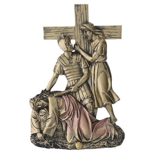Via Crucis Quadretti 15 stazioni resina bronzata 25 cm 11