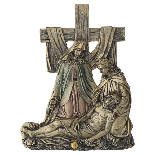 Via Crucis Quadretti 15 stazioni resina bronzata 25 cm 15
