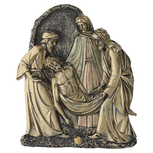 Via Crucis Quadretti 15 stazioni resina bronzata 25 cm 16