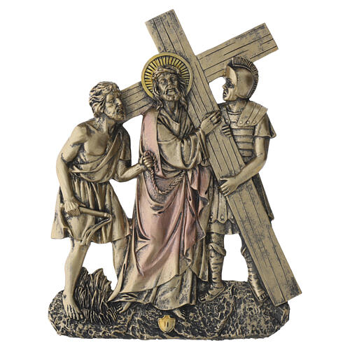 Via Sacra quadros 15 estações resina efeito bronze 25 cm 4