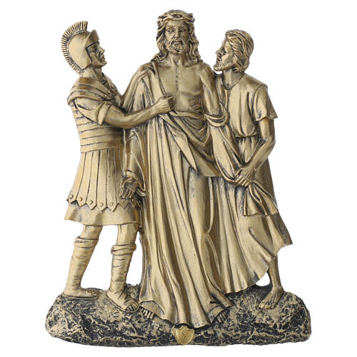 Via Sacra quadros 15 estações resina efeito bronze 25 cm 12