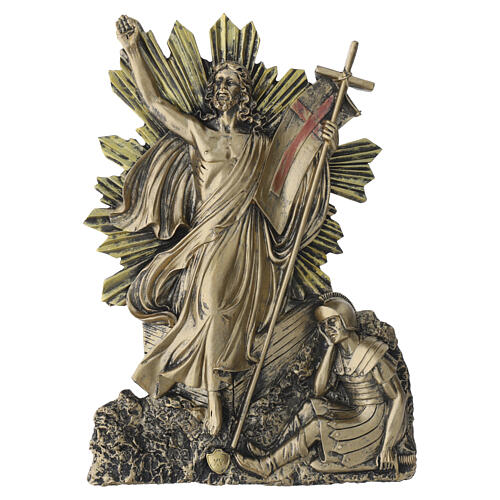 Via Sacra quadros 15 estações resina efeito bronze 25 cm 17