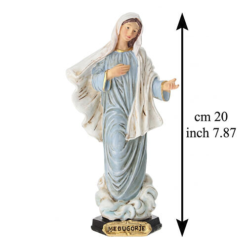 Our Lady of Medjugorje statue in hand-painted resin, 20 cm 3