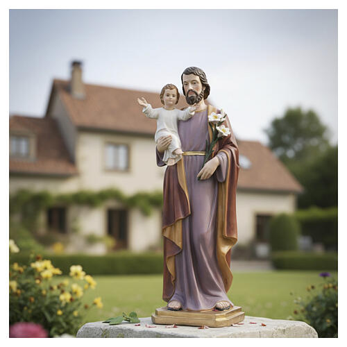 Figura świętego Józefa z Dzieciątkiem Jezus, 120 cm, żywica poliestrowa (włókno szklane), do użytku zewnętrznego 4