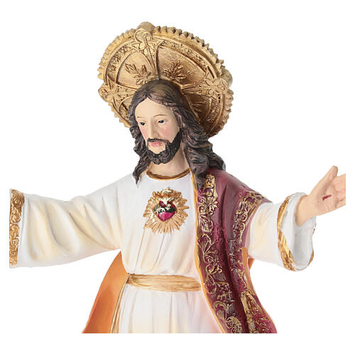 Estatua Sagrado Corazón de Jesús con aureola dorada 30 cm 4