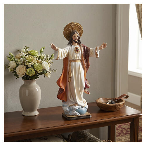 Statua Sacro Cuore di Gesù con aureola dorata 30 cm  2