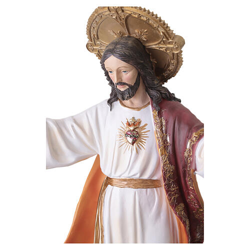 Sacred Heart of Jesus statue in blessing pose in painted resin, 60 cm 7