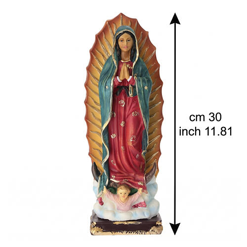 Our Lady of Guadalupe statue in hand-painted resin, 30 cm 3