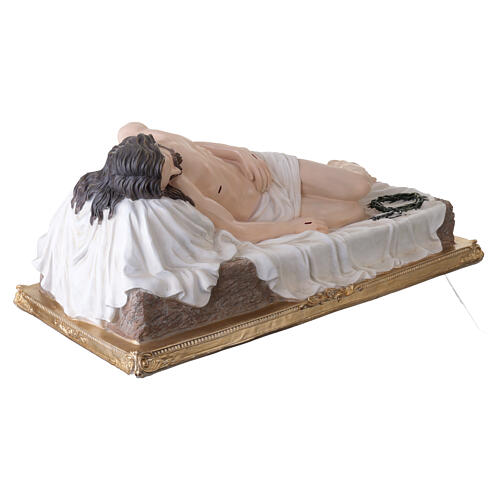 Statue en fibre de verre peinte du Christ mort sur pierre 35x80x40 cm 8