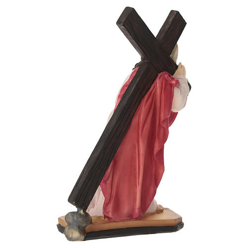 Jésus porte la croix au Calvaire figurine résine peinte main 20 cm 7