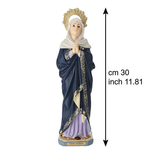 Statue Notre-Dame des Douleurs mains jointes 30 cm résine peinte 3
