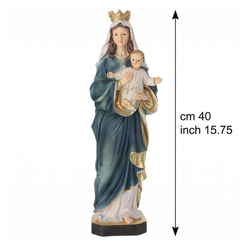 Statua Maria Vergine e Bambin Gesù resina dipinta 40 cm 3