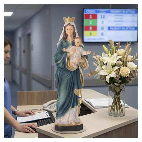 Virgin Mary with Child Jesus in painted resin statue, 40 cm 5