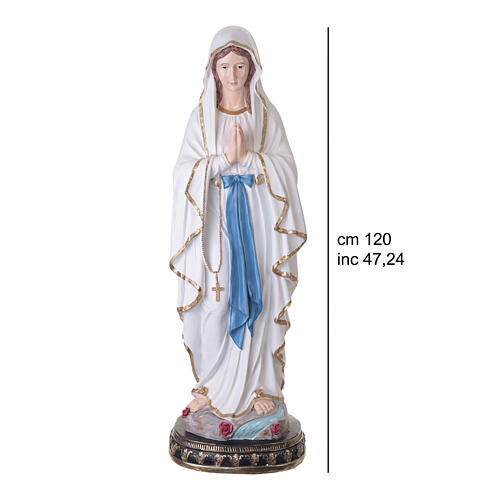 Estatua Virgen de Lourdes 120 cm fibra de vidrio pintada para exterior 3