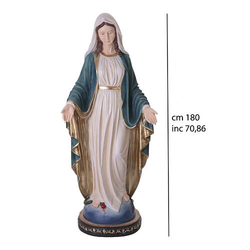 Miraculous Mary Statue in painted fiberglass for outdoors, 180 cm 3