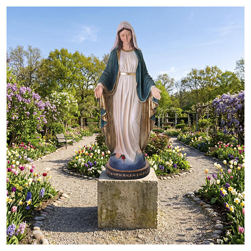 Miraculous Mary Statue in painted fiberglass for outdoors, 180 cm 4