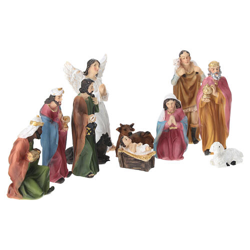 Estatuetas presépio completo em resina pintada 6 cm 3