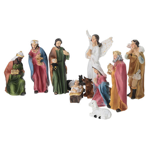 Miniature complete nativity set in painted resin, 6 cm 2
