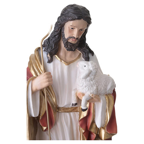 Jesus the Good Shepherd, 24-inch painted resin statue with metal pastoral staff 6