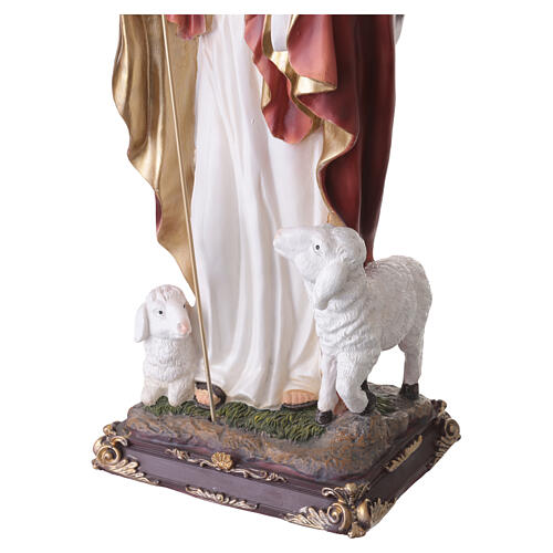 Estátua em resina pintada Cristo Bom Pastor 60 cm com báculo em metal 7