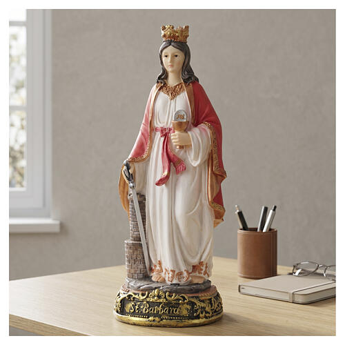 Estátua Santa Bárbara 20 cm resina pintada 2