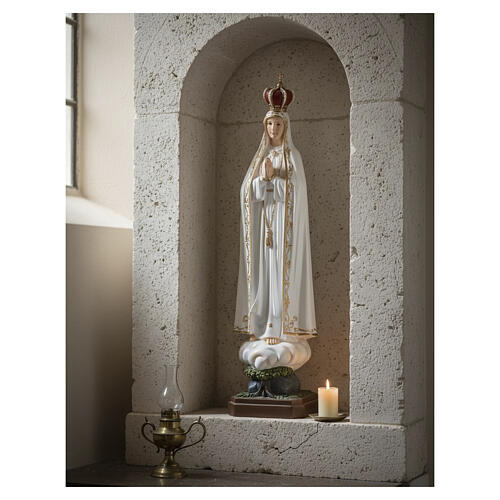 Nossa Senhora de Fátima 60 cm resina pintada sobre Árvore da Vida 2