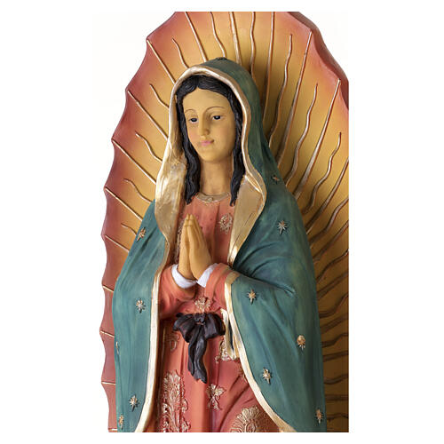Statua Madonna di Guadalupe 100 cm vetroresina dipinta a mano per esterno 4