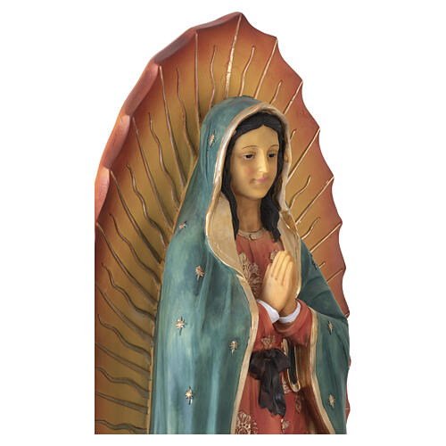 Estátua Nossa Senhora de Guadalupe 100 cm em fibra de vidro pintada à mão para interior e exterior 6