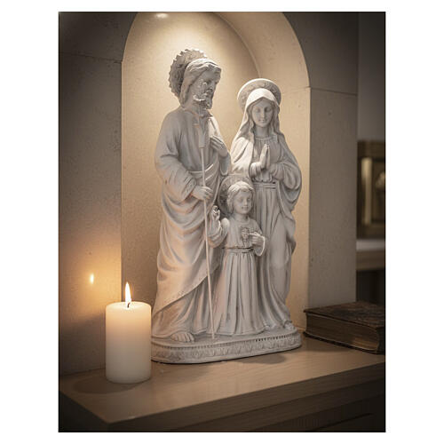 Raffigurazione Santa Famiglia con infante 60 cm resina bianca 2