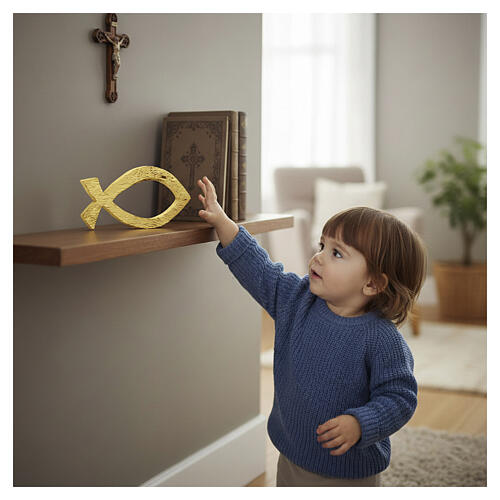 Ichthys in resin with textured glossy gold finish, 4x8 in 2