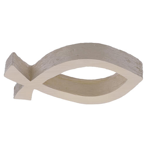 Ichthys em resina com efeito madeira opaco entalhado 10x20 cm 4