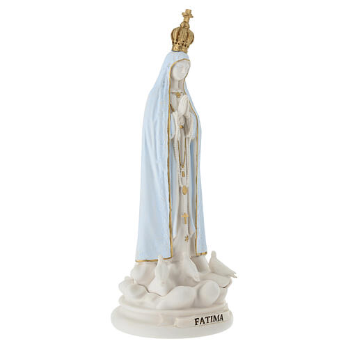 Our Lady of Fatima resin statue with golden crown and doves, 12 in 2