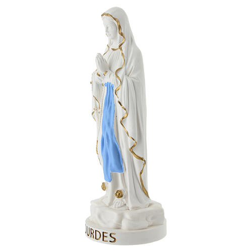 Statue Notre-Dame de Lourdes en résine avec chapelet doré 20 cm 2