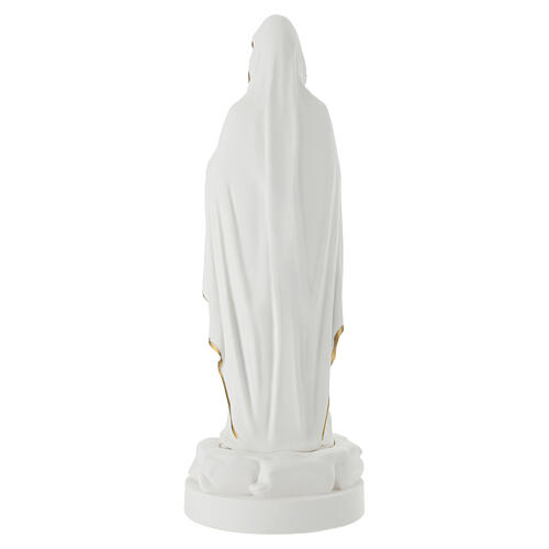 Escultura Nossa Senhora de Lourdes em vestido branco com faixa celeste 30 cm 4