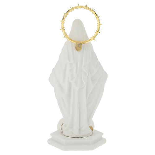 Estatua Virgen Milagrosa resina blanca detalles dorados 10 cm 4
