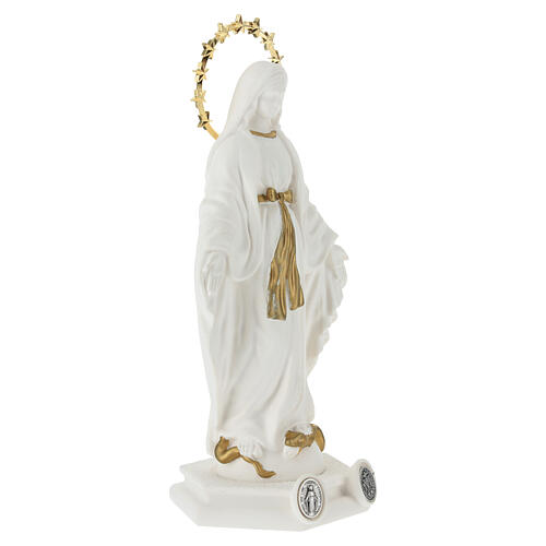 Estátua de Nossa Senhora Milagrosa em resina com auréola dourada 20 cm 3
