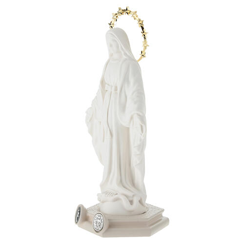 Our Lady of Graces, white resin statue with star halo, 8 in 2