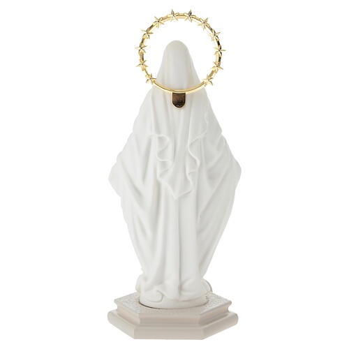 Our Lady of Graces, white resin statue with star halo, 8 in 4