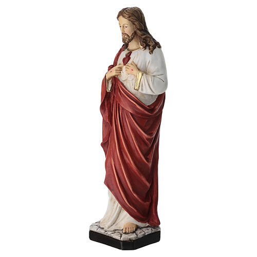 Sacred Heart of Jesus statue in resin and plaster, red, 16 in 6