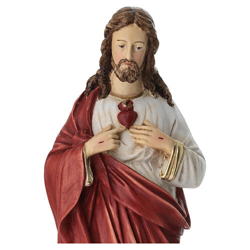 Sagrado Corazón de Jesús estatua resina yeso roja 40 cm 5