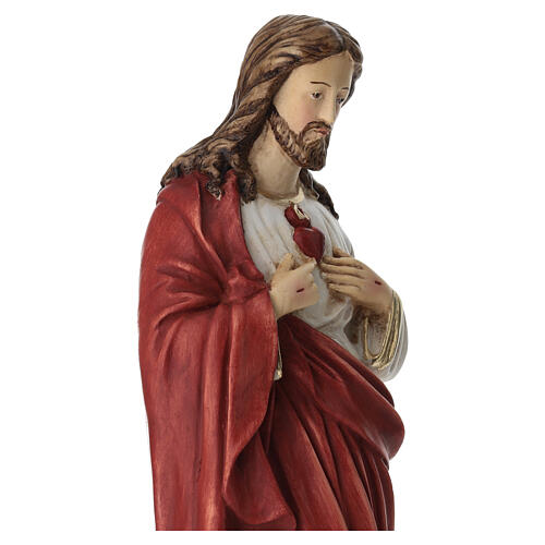 Sacro Cuore di Gesù statua resina gesso rossa 40 cm 7