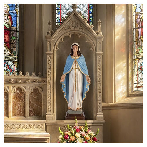Estatua de fibra de vidrio pintada Virgen Milagrosa 100 cm 2