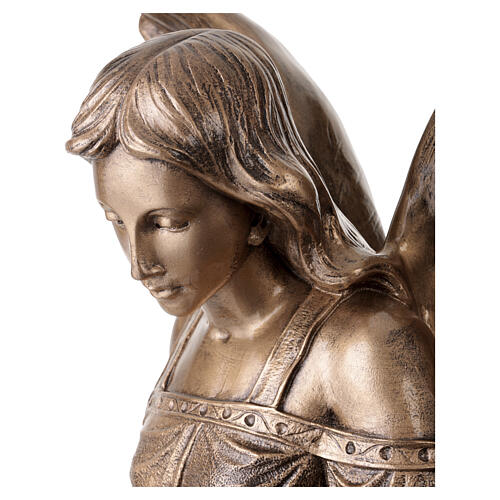 Estatua Ángel con flores 110 cm polvo de mármol de Carrara bronceada 8