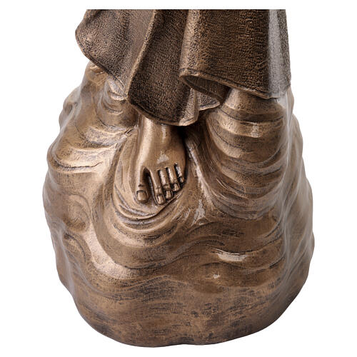 Estatua Ángel con flores 110 cm polvo de mármol de Carrara bronceada 13