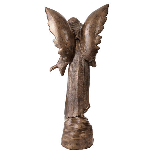 Estatua Ángel con flores 110 cm polvo de mármol de Carrara bronceada 14