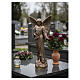 Statue Ange avec fleurs 110 cm effet bronze en poudre de marbre de Carrare s4