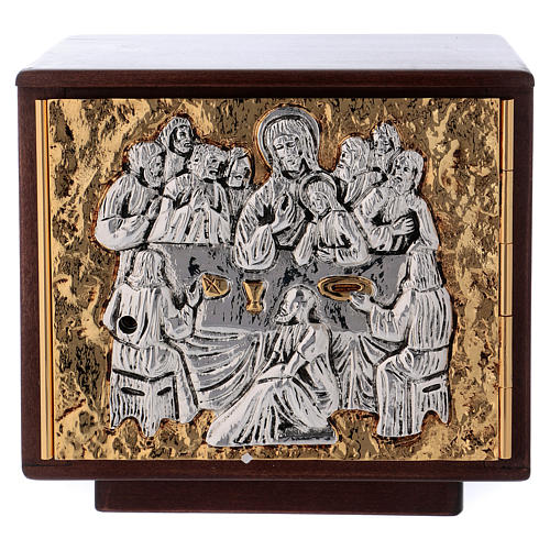 Altar Tabernacle with Last Supper in wood and cast brass 1