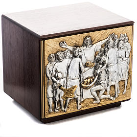 Tabernacle d'autel résurrection bois porte laiton