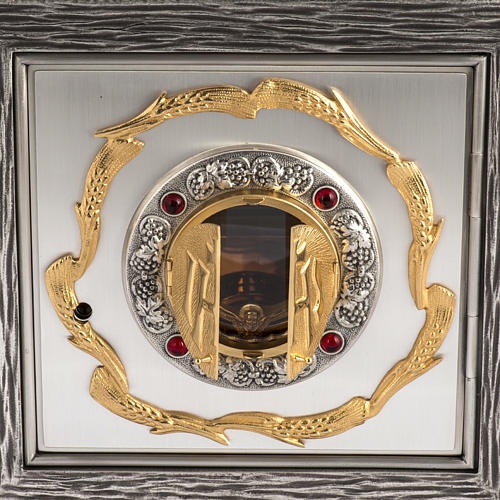 Wall Tabernacle with IHS, brass with bronze details 3
